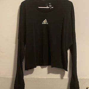 Adidas crop top long sleeve shirt with Adidas name on the back PRICE DROPPED!!